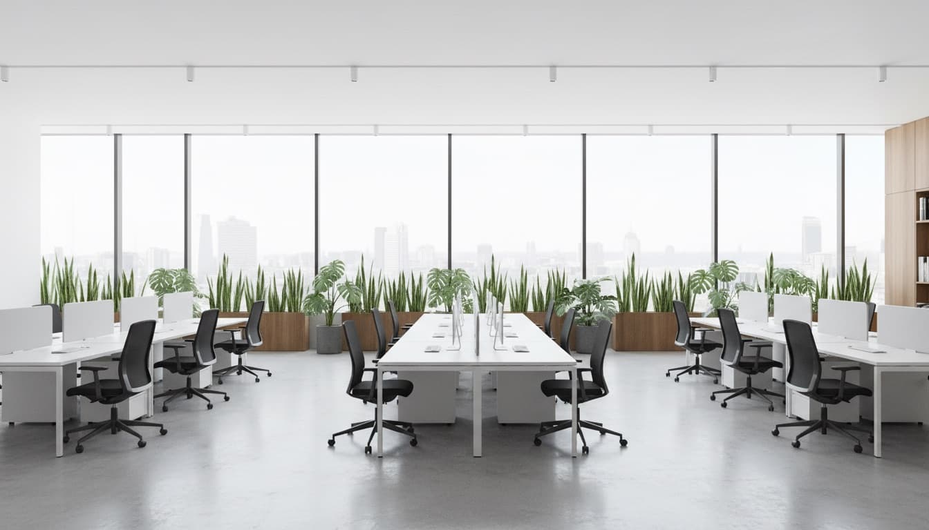 Bureaux open space propres et lumineux